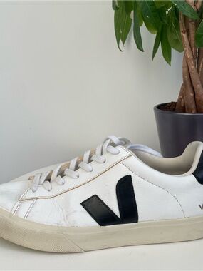 Men Size 10 Veja Campo Low Chromefree White Black Shoes